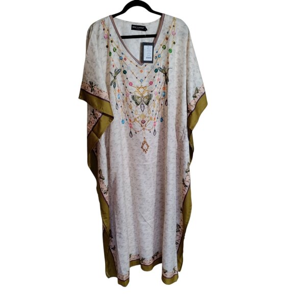 Miss Lavish London Kaftan Maxi Dress Butterfly Print Bohemian Casual Size Medium - Picture 1 of 7